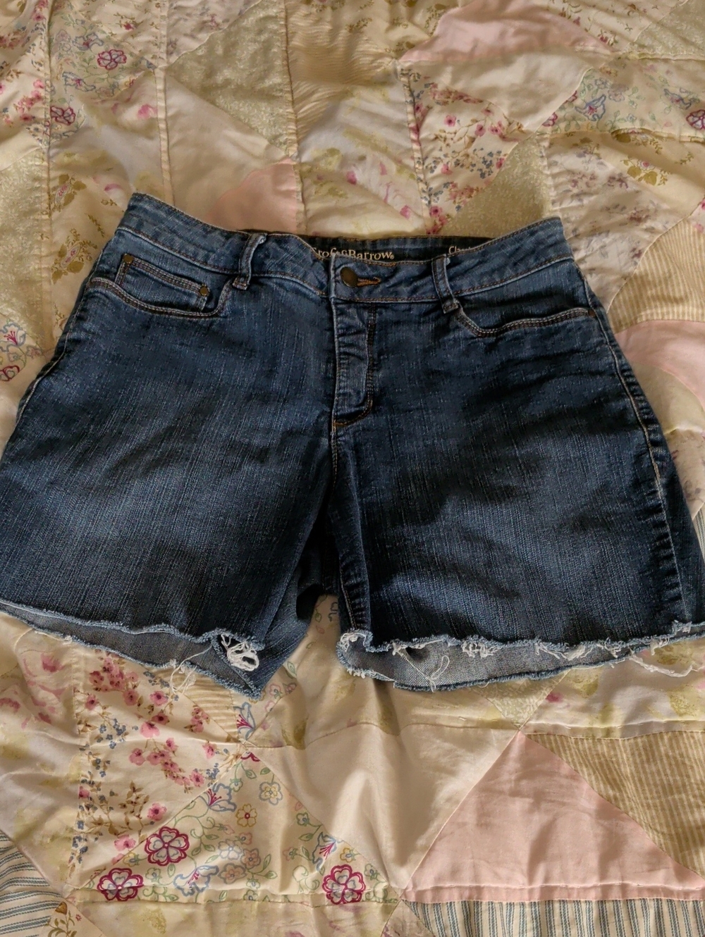croft & barrow Dark Blue Distressed Denim Shorts